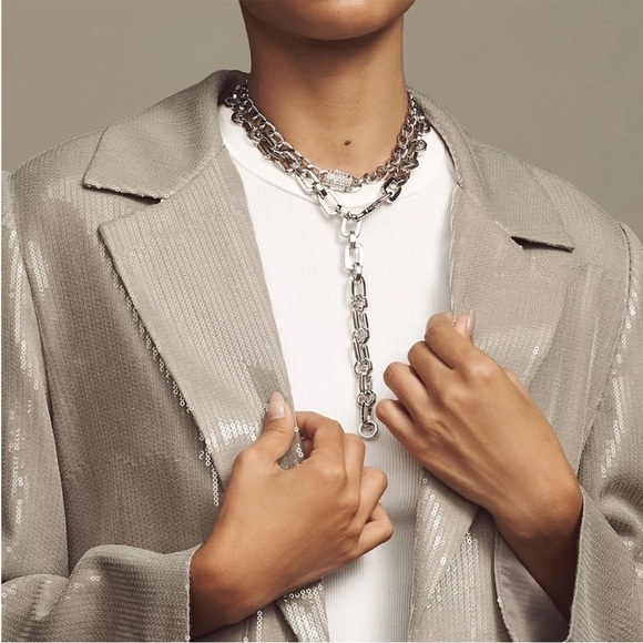 Anthropologie Mare Mare gray silver sequin long line jacket - Picture 3 of 14